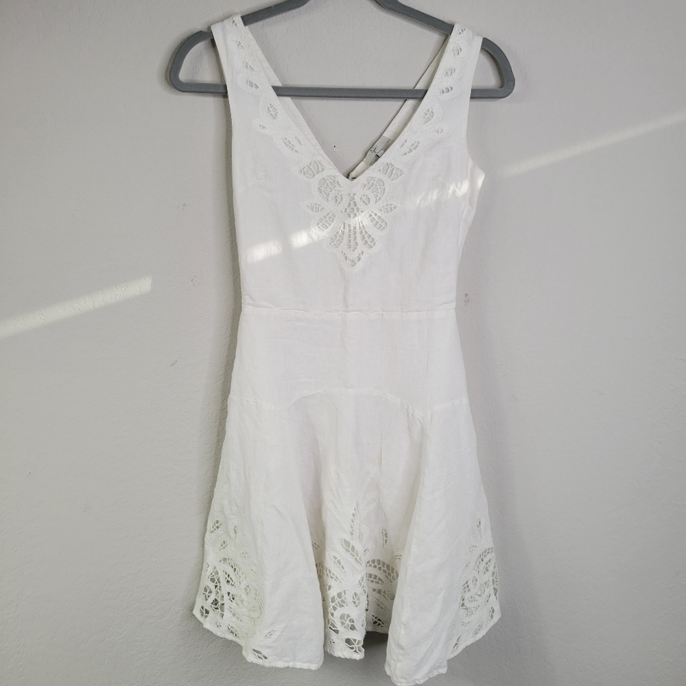Joie linen blend eyelet embroidered sleeveless dress size 0